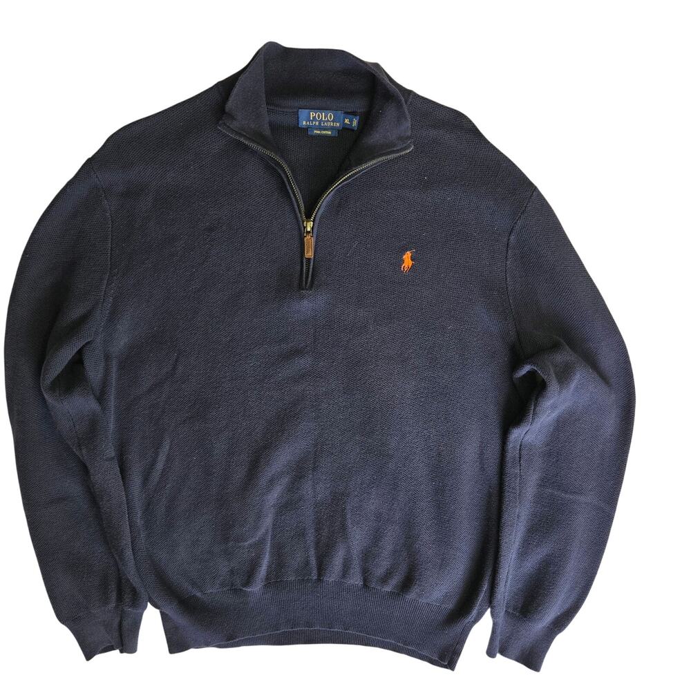 Polo Ralph Lauren Mens Preppy Classic Academia Pima Cotton 1/4 Zip Sweater XL